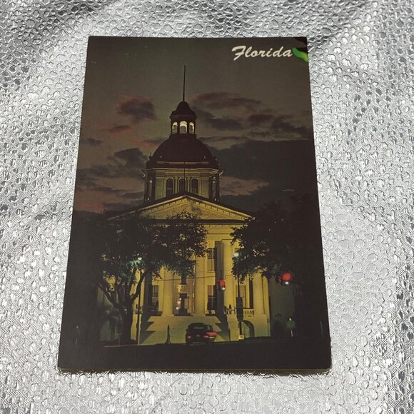 VTG Florida State Capitol Tallahassee Postcard Night Scene Scenic South Card Co. - Picture 1 of 6